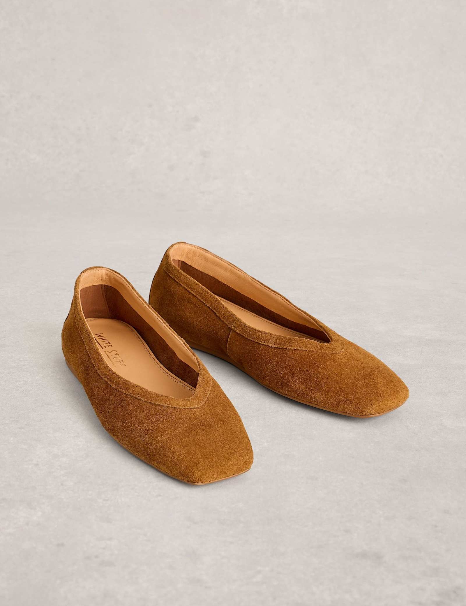 Leather Flat Square Toe Ballerina Pumps - image 3