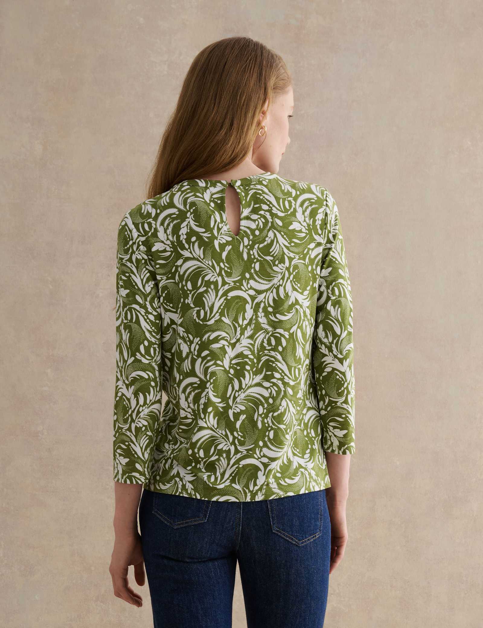Floral Round Neck Keyhole Blouse - image 3