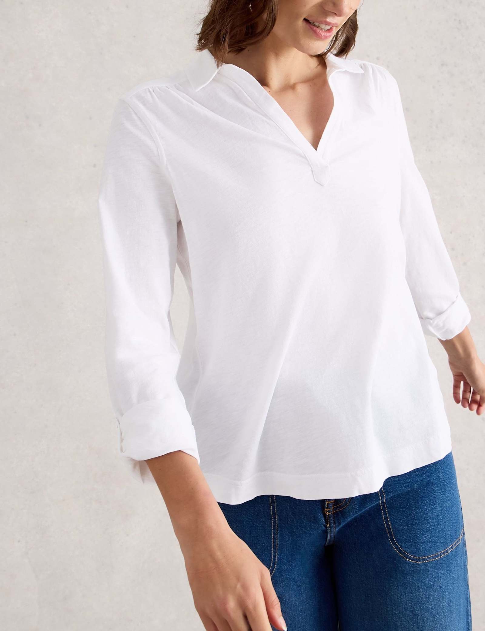 Pure Cotton V-Neck Collared Blouse - image 4