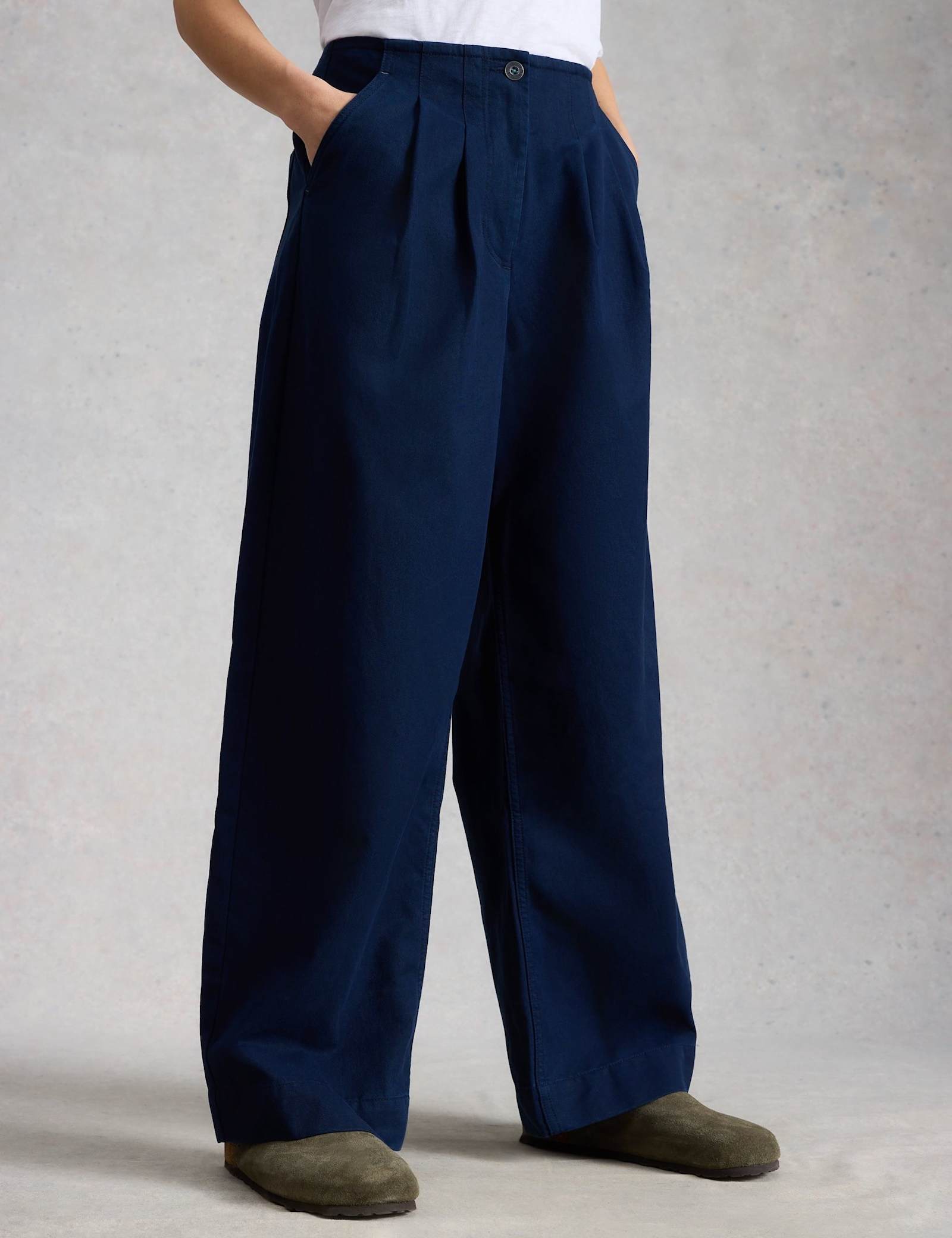 Cotton Blend Wide Leg Trousers - image 5