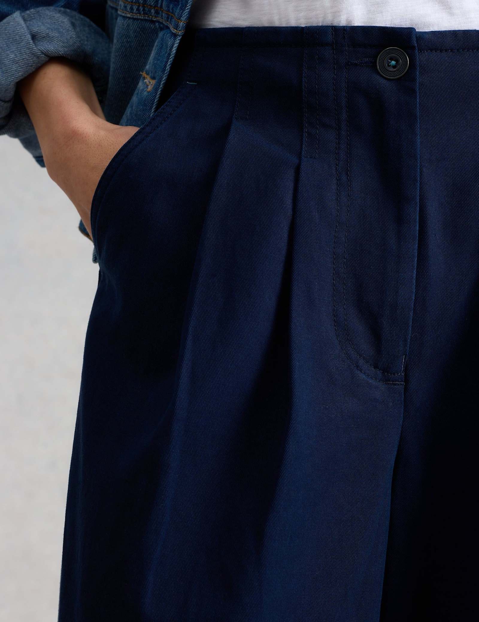 Cotton Blend Wide Leg Trousers - image 3