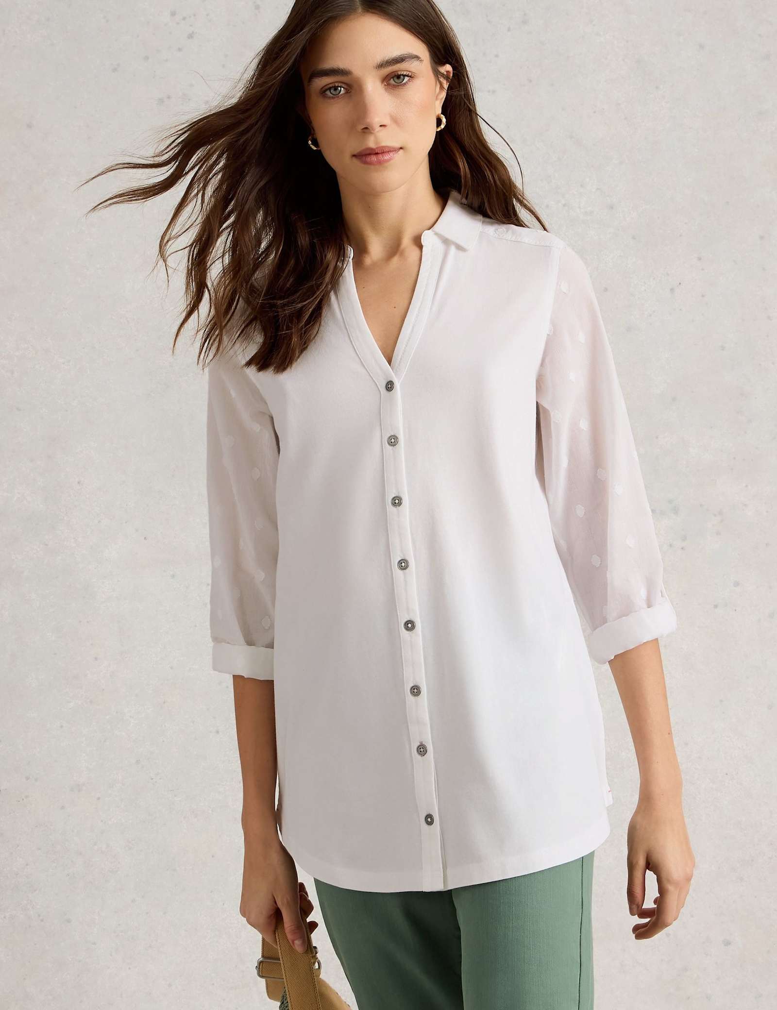 Pure Cotton Collared Longline Shirt - image 2