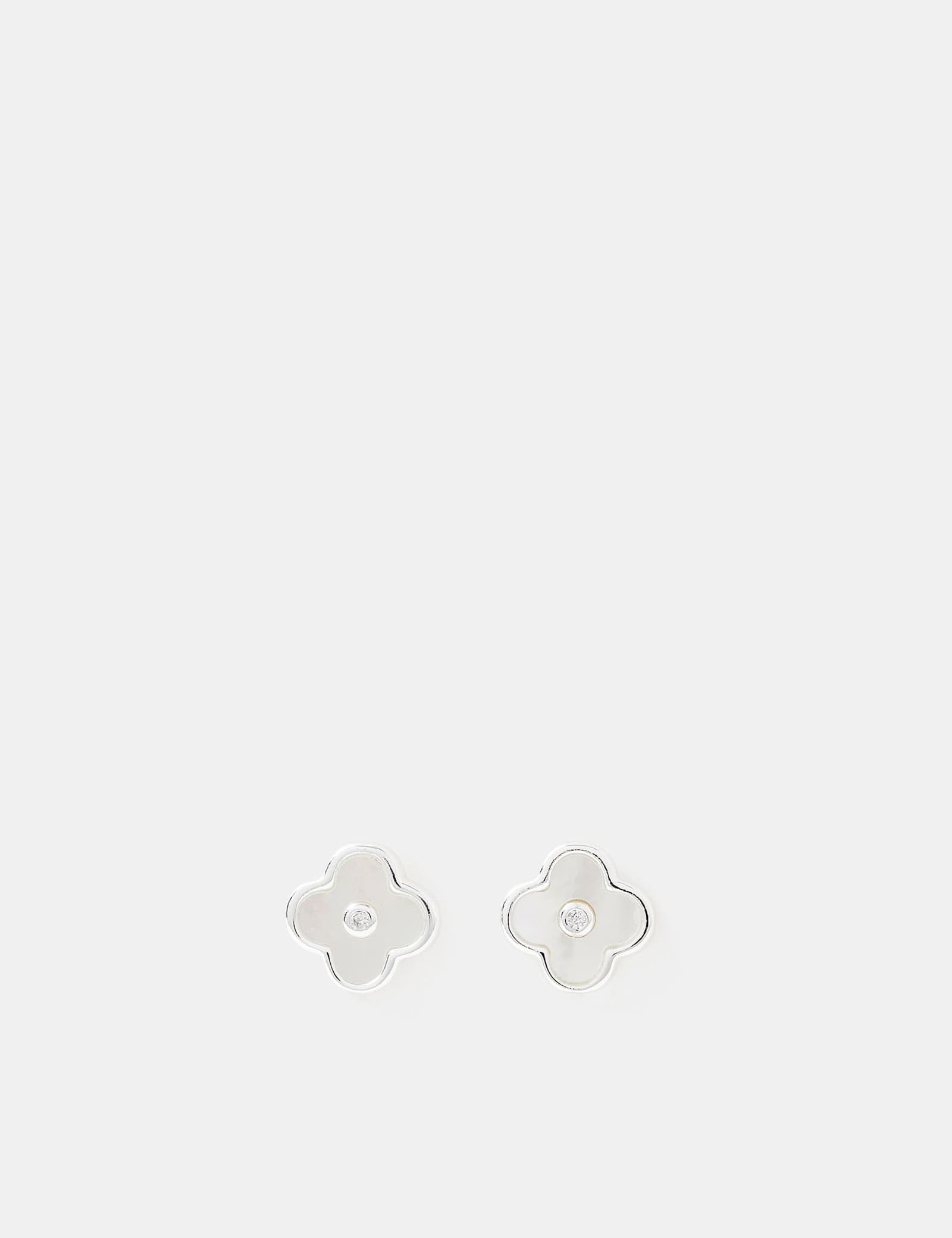 Sterling Silver Clover Stud Earrings - image 1