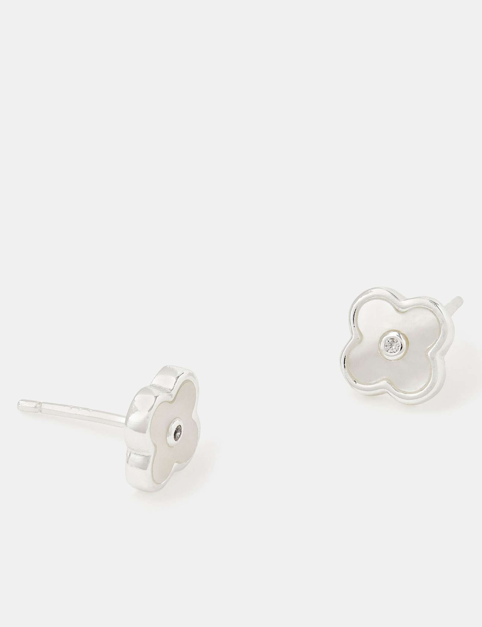 Sterling Silver Clover Stud Earrings - image 2