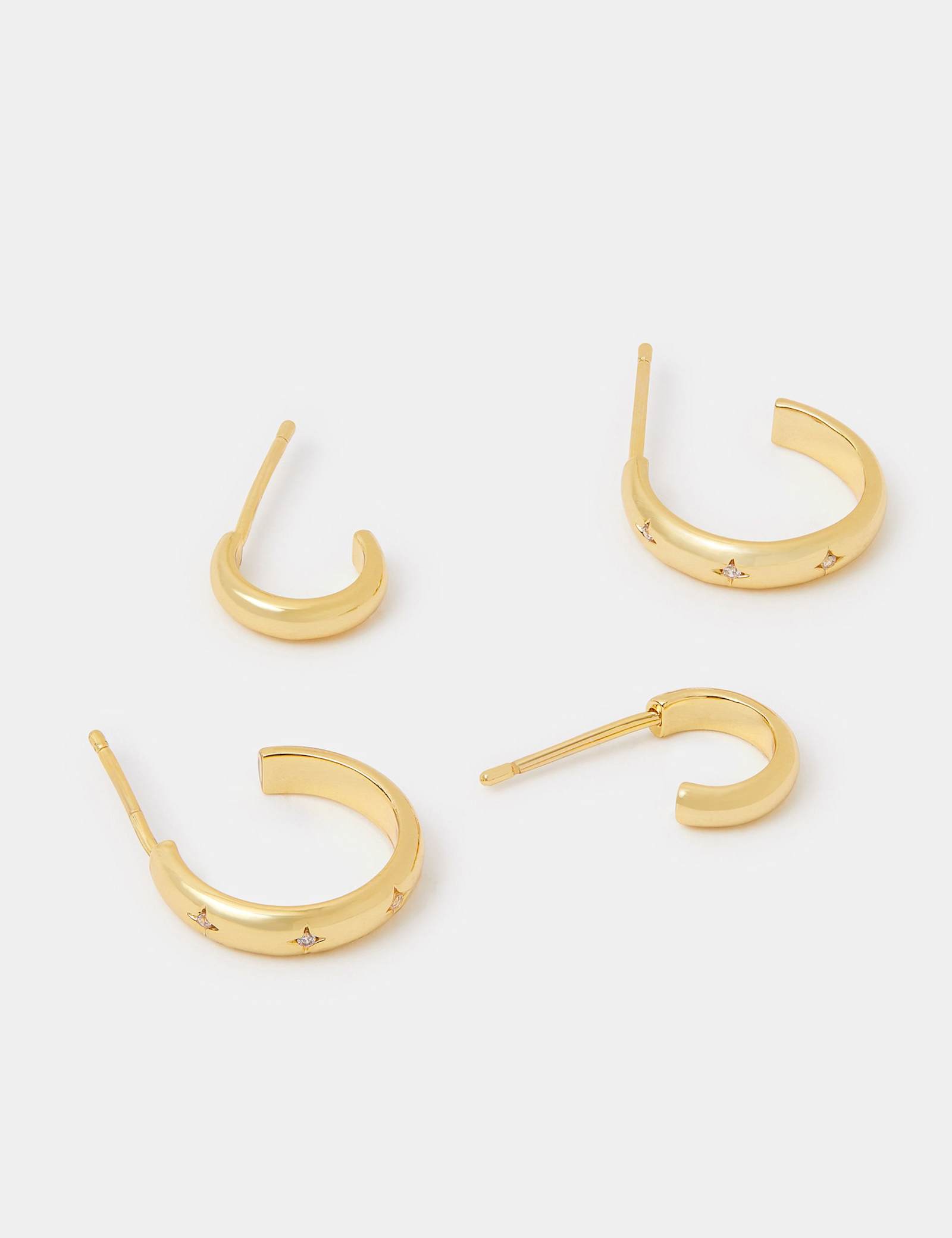 2 Pack 14ct Gold Plated Star Hoop Earrings - image 2
