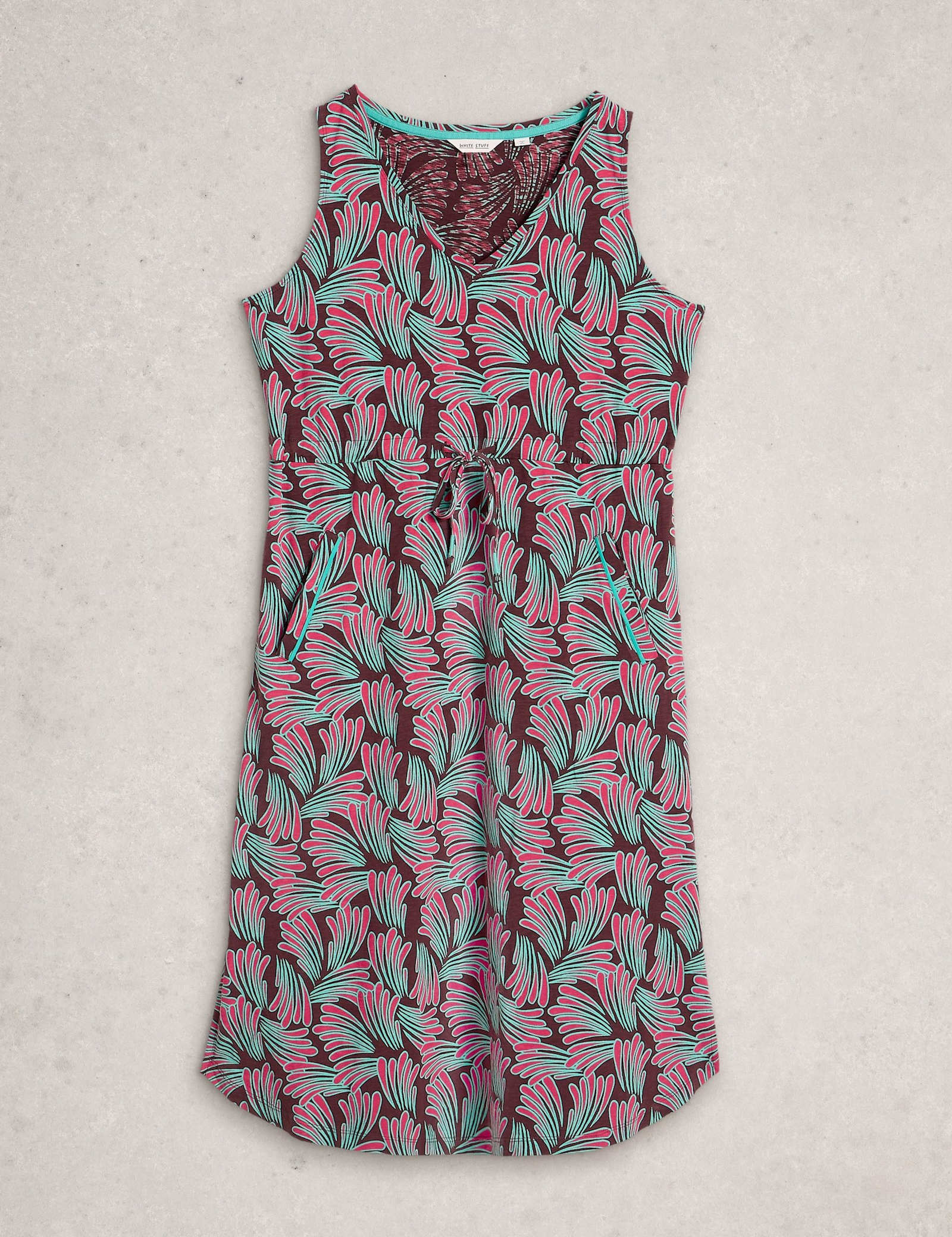 Jersey V-Neck Midi Drawstring Waisted Dress - image 1