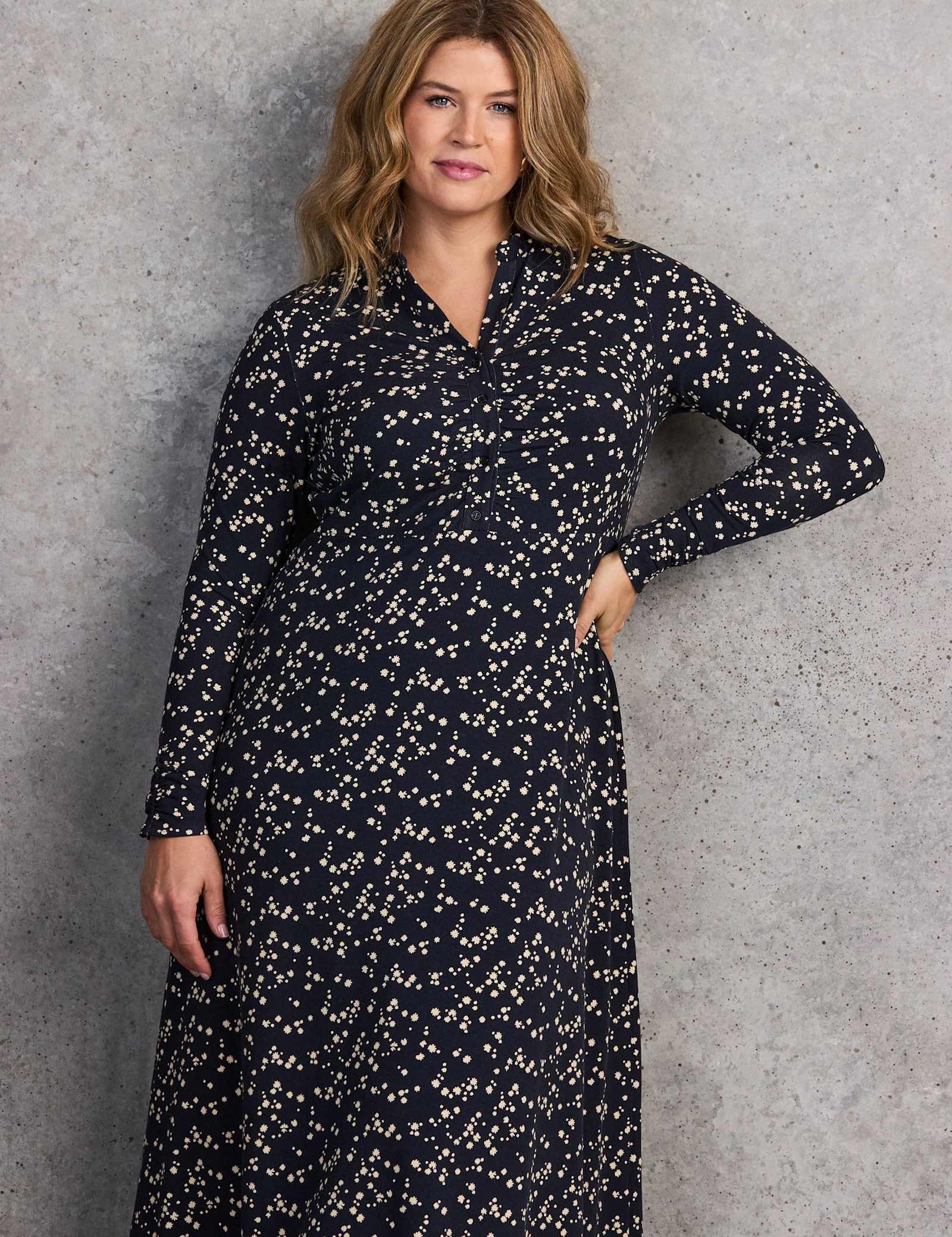 Ditsy Floral Notch Neck Midaxi Shirt Dress - image 3