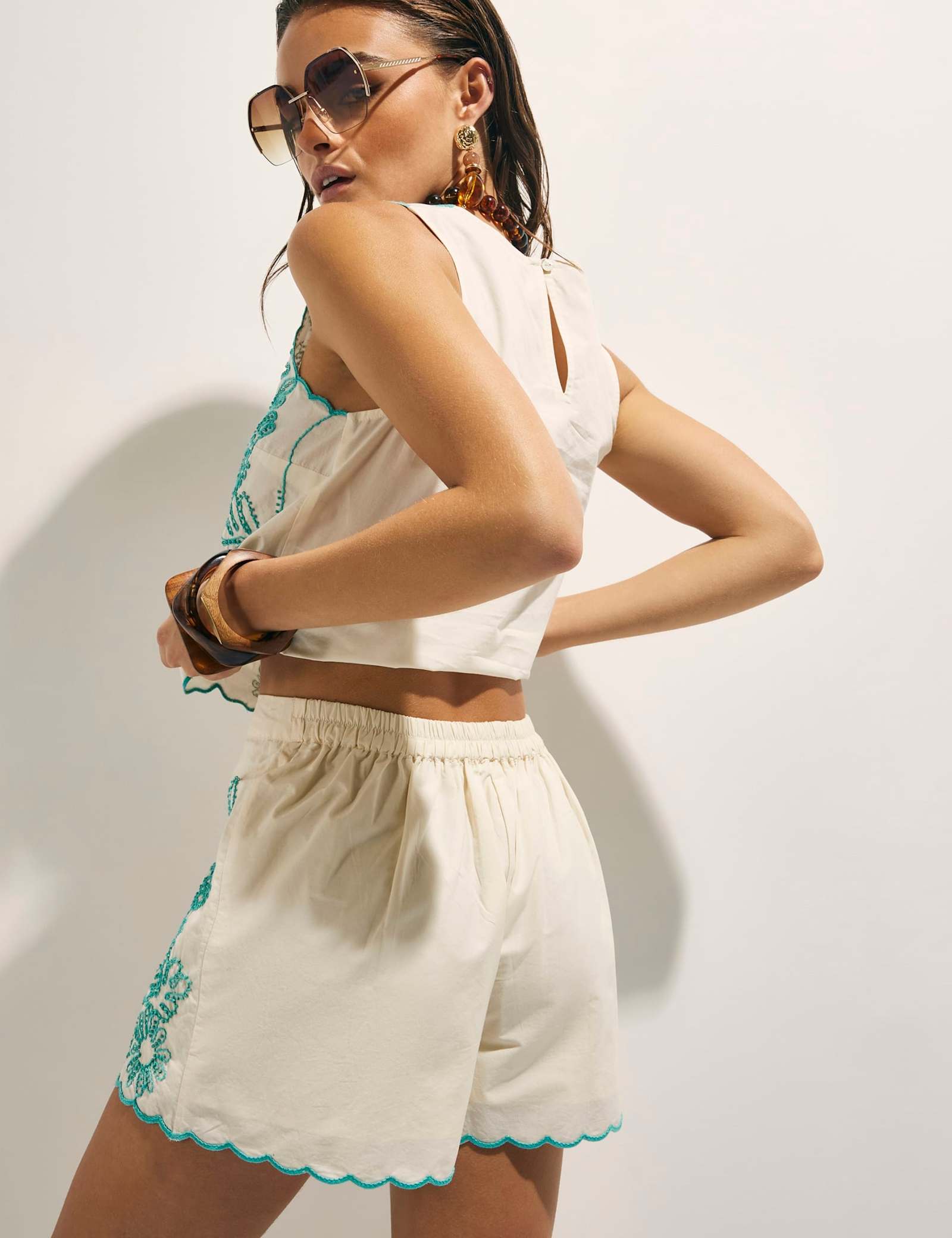 Pure Cotton Embroidered Shorts - image 2