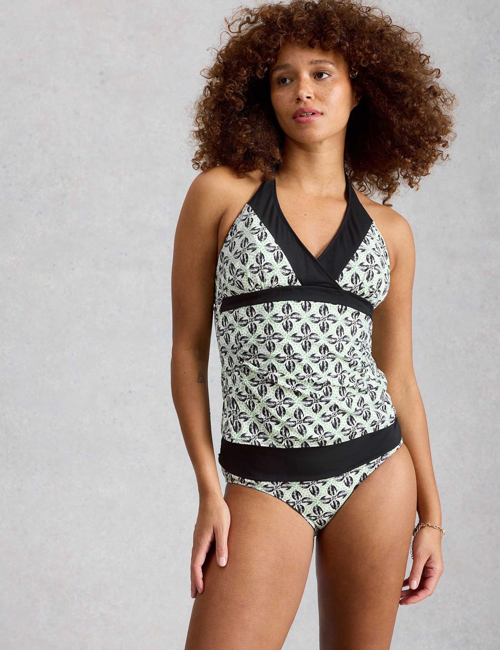 Printed Padded Halterneck Tankini Top - image 5