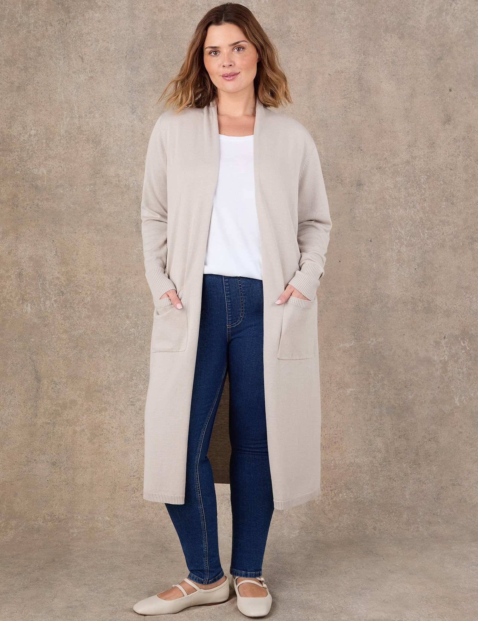 Cotton Rich Knitted Longline Cardigan - image 1