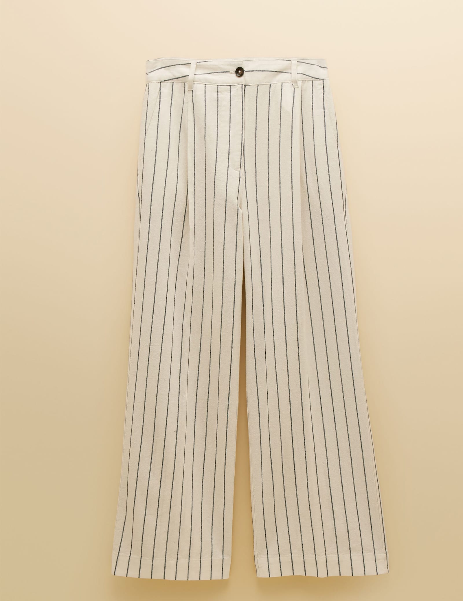 Linen Rich Striped Wide Leg Trousers - image 1