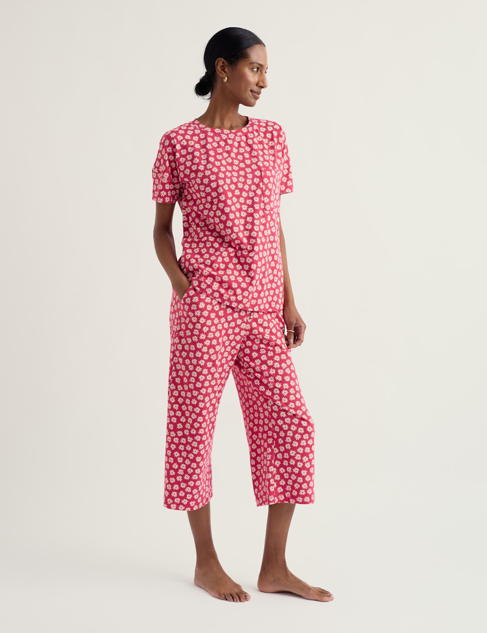 Cotton Rich Floral Cropped Pyjama Set - image 2
