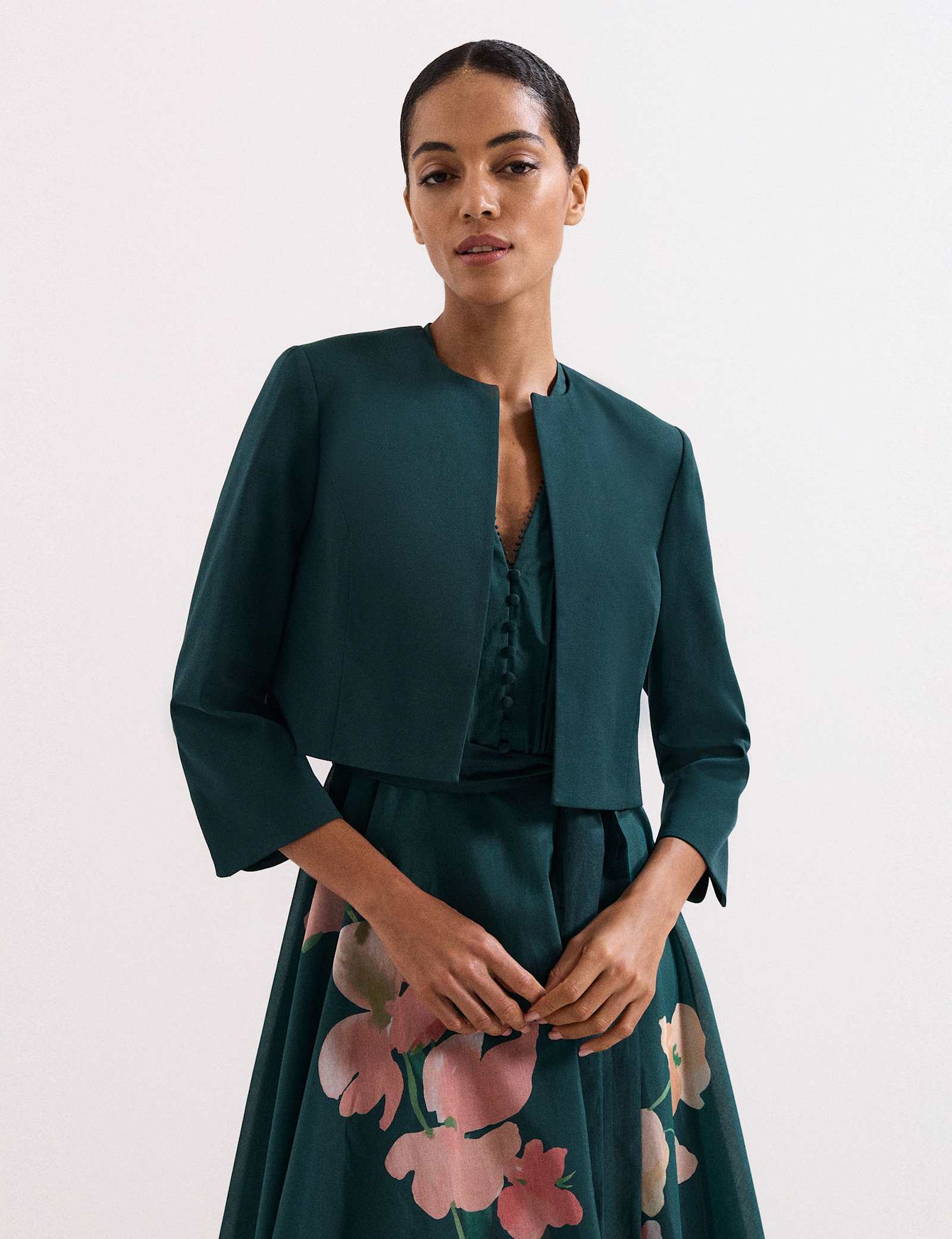 Cotton Rich Open Front Cropped Jacket - image 2