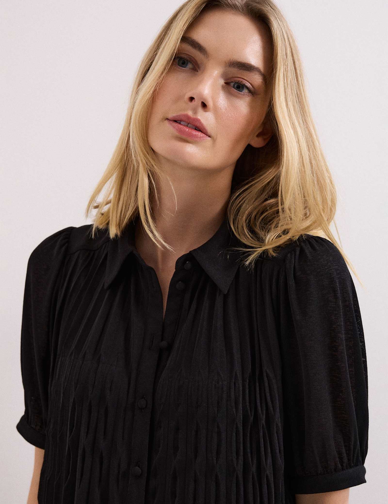 Textured Mini Shirt Dress - image 3