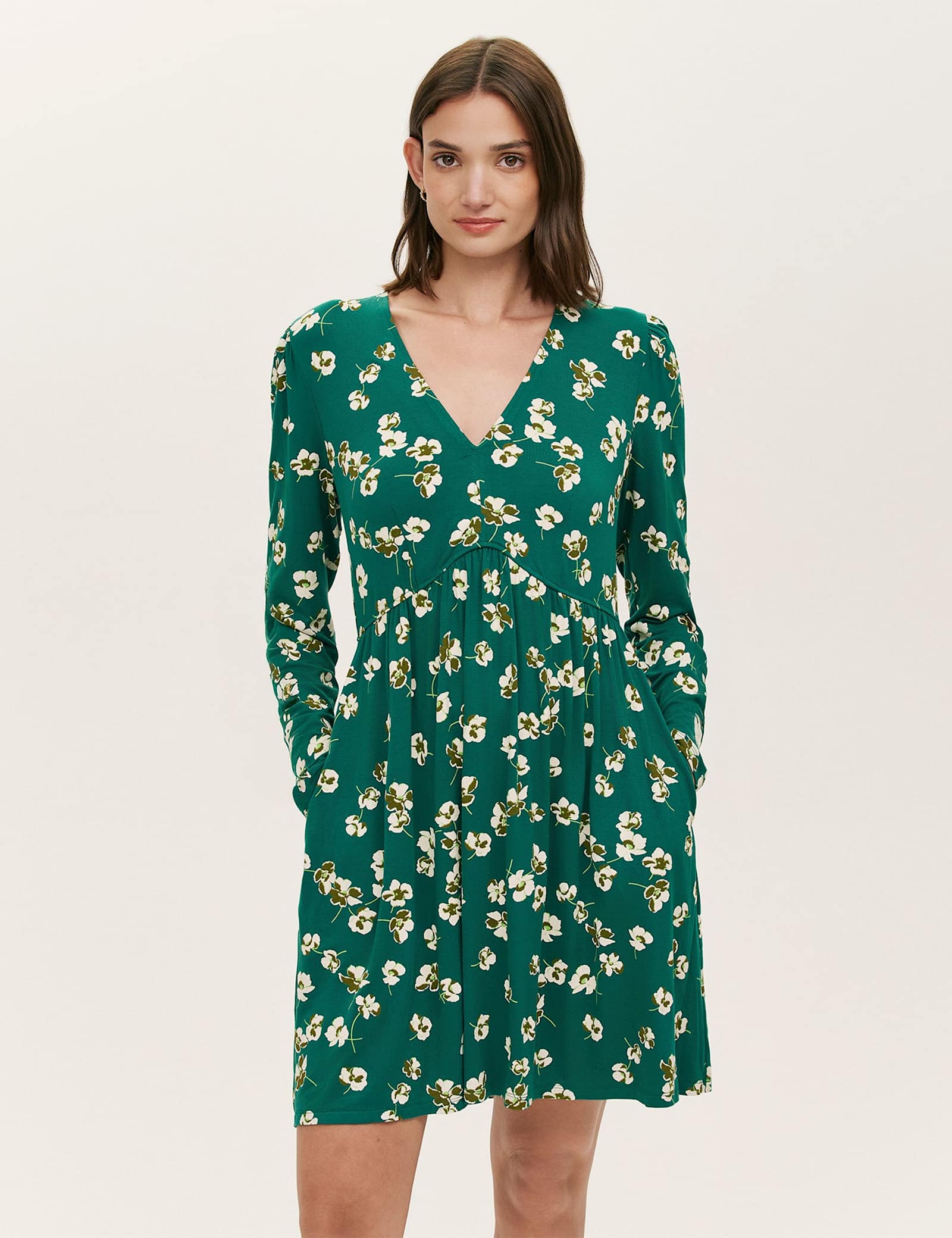 Jersey Floral V-Neck Mini Tea Dress - image 5