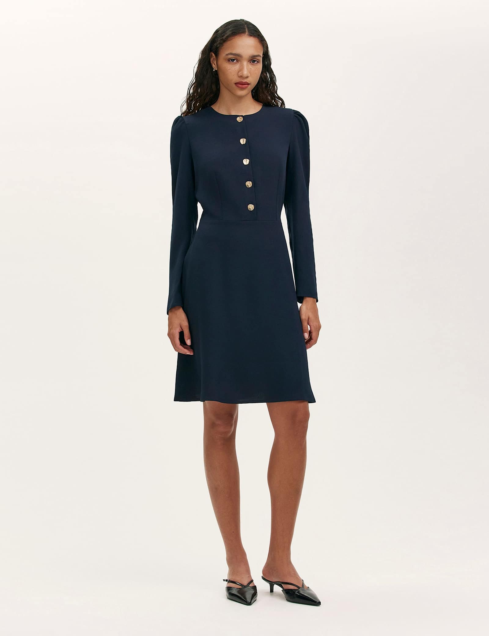 Crepe Knee Length Skater Dress - image 2