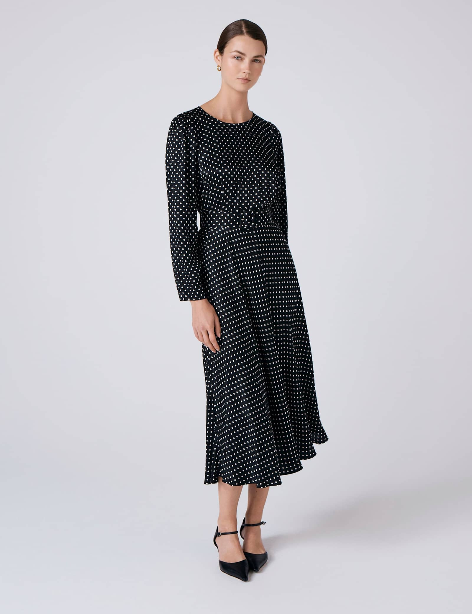 Polka Dot Midi Skater Dress - image 5