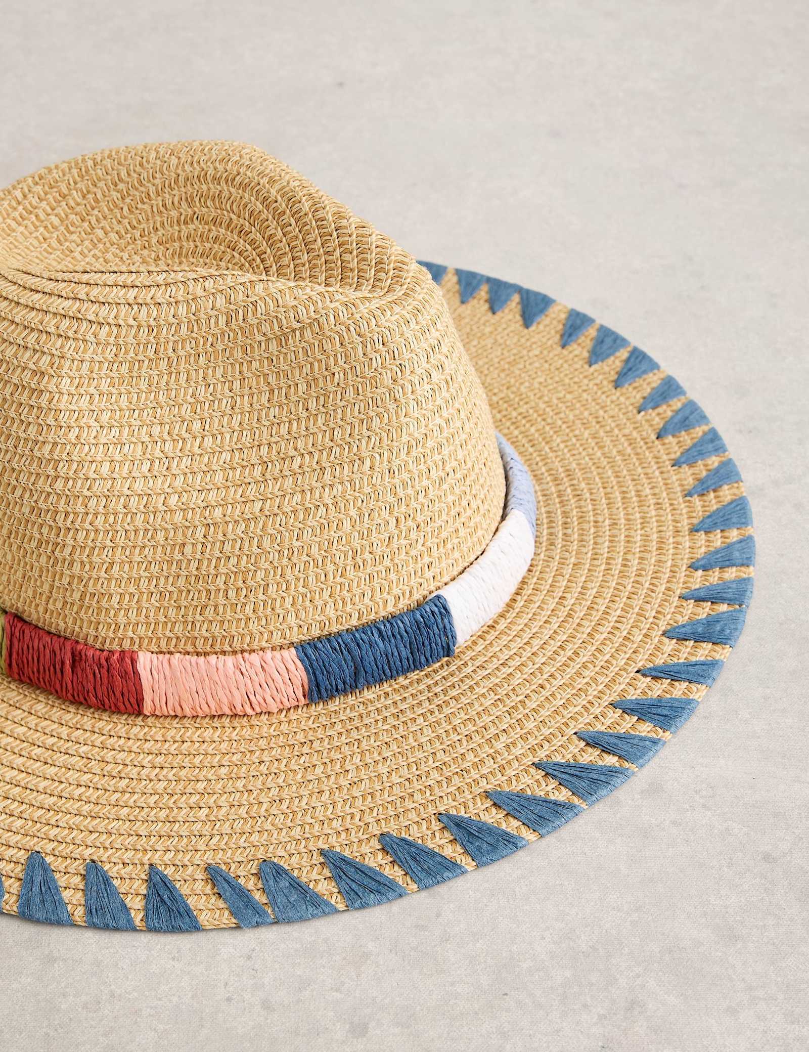 Straw Embroidered Fedora Hat - image 2