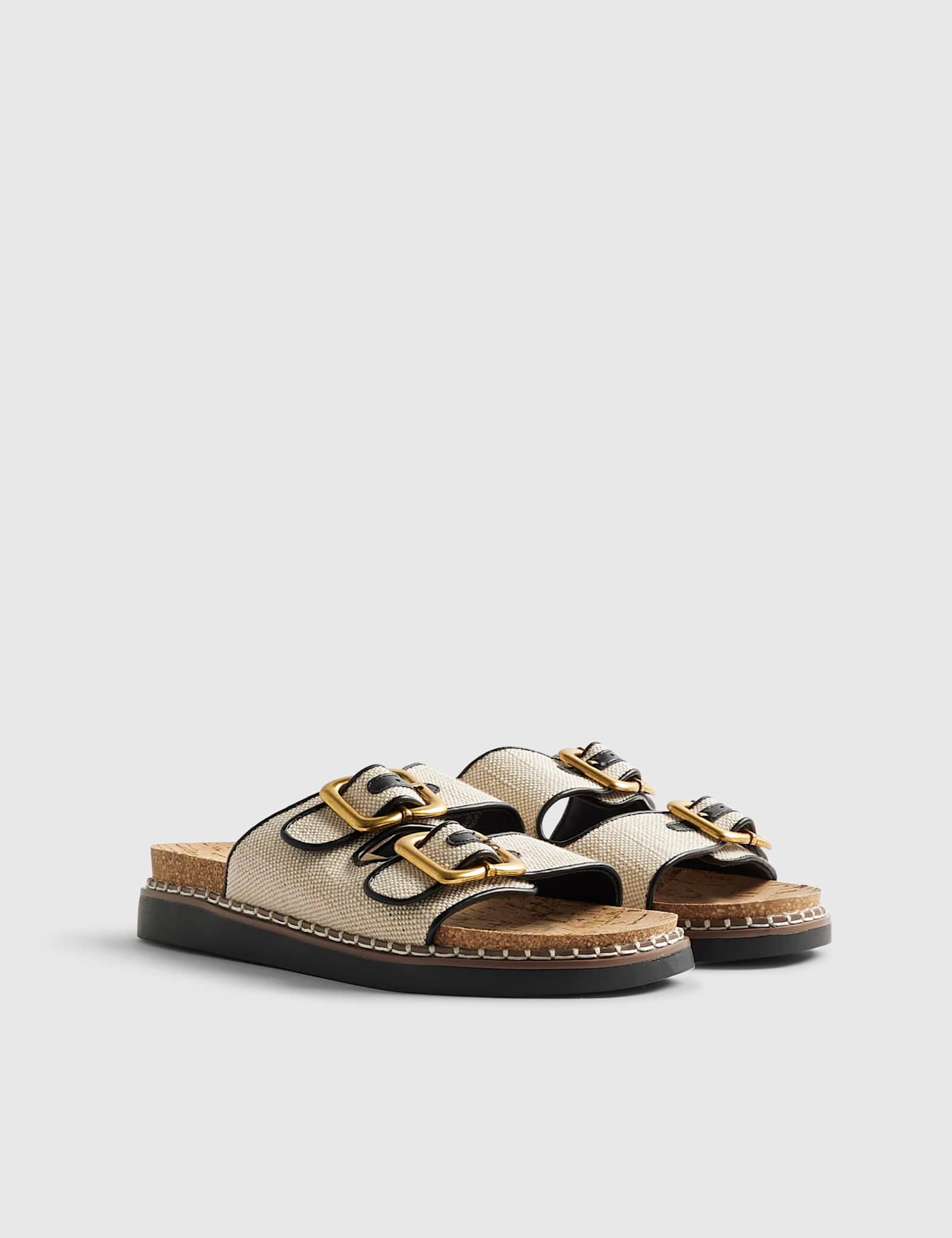 Double Buckle Strap Footbed Flat Sandals - image 2