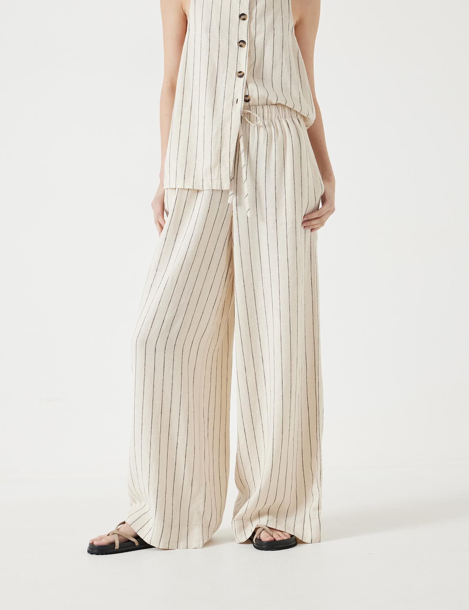 Linen Blend Wide Leg Trousers - image 5