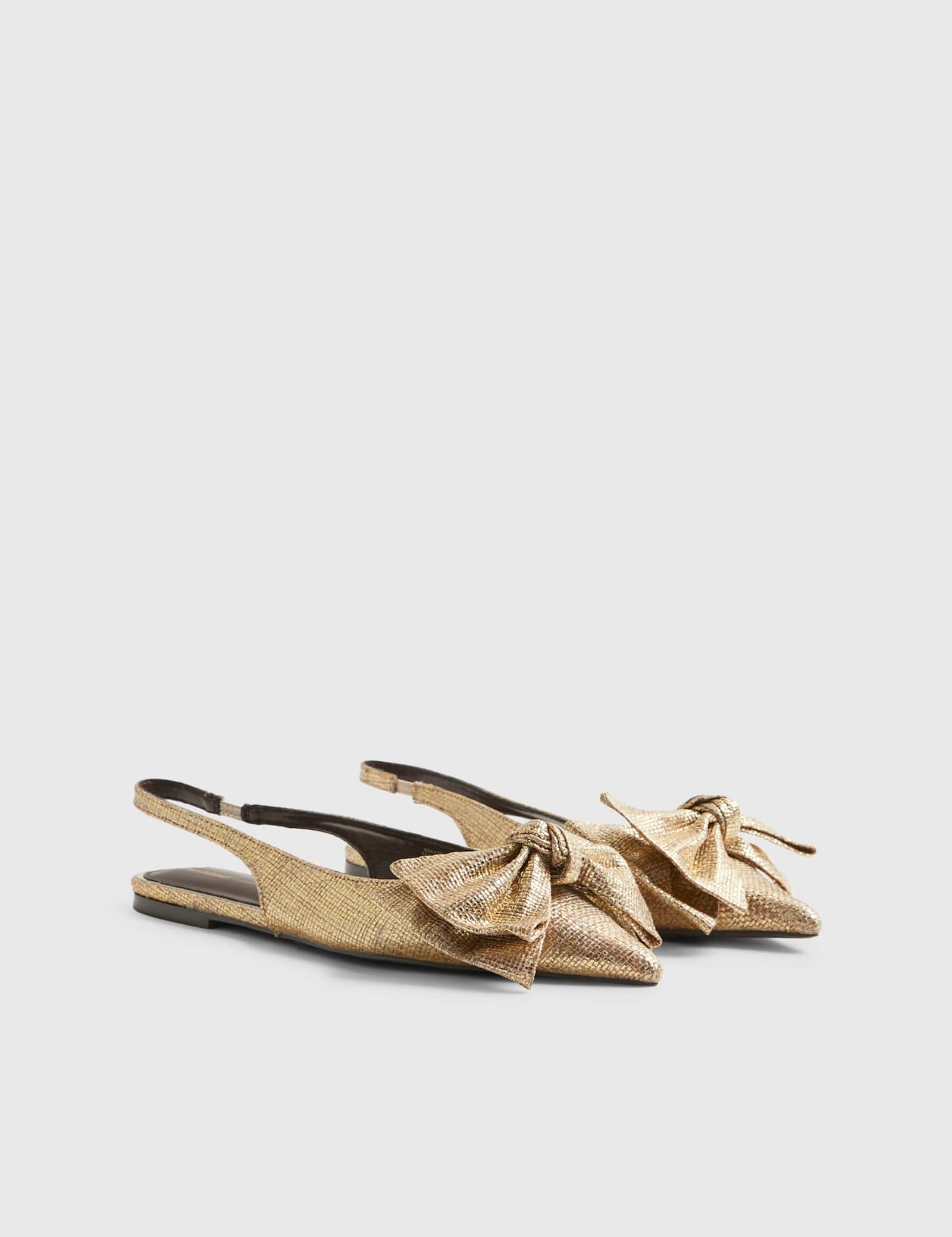 Metallic Bow Slingback Flat Pointed Pumps - image 5