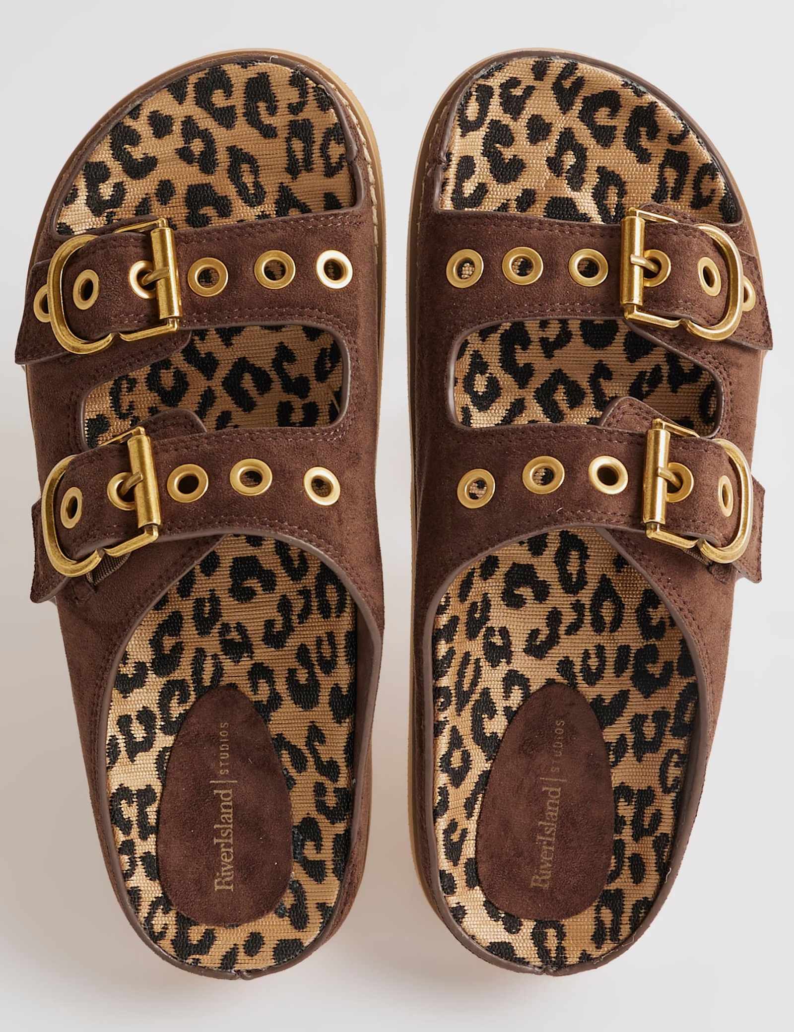 Suede Zebra Lined Footbed Sandals - image 3