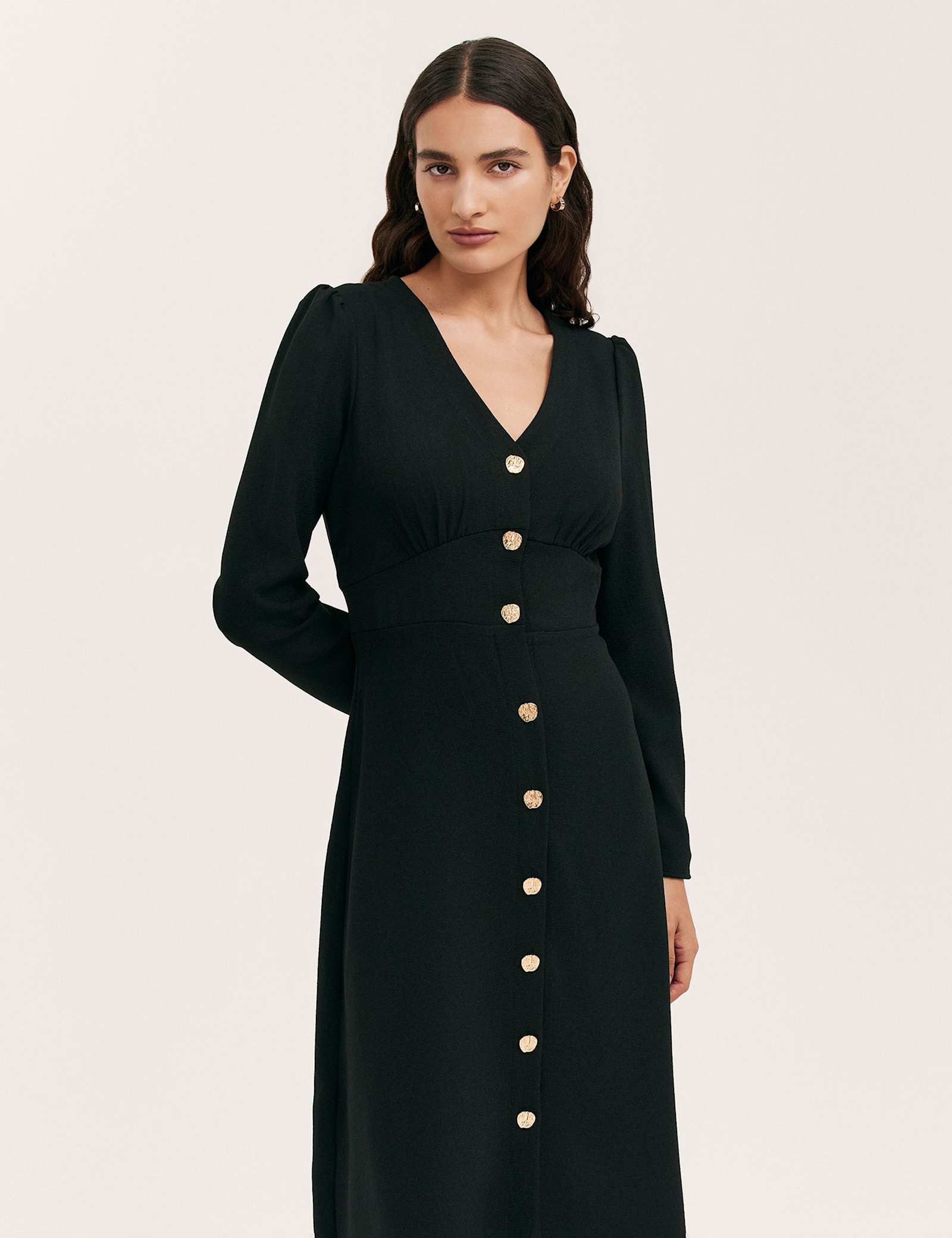 Crepe V-Neck Midi Waisted Dress - image 5