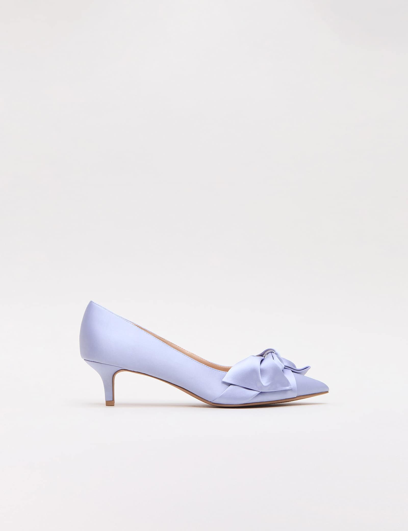 Satin Knot Front Kitten Heel Shoes - image 1