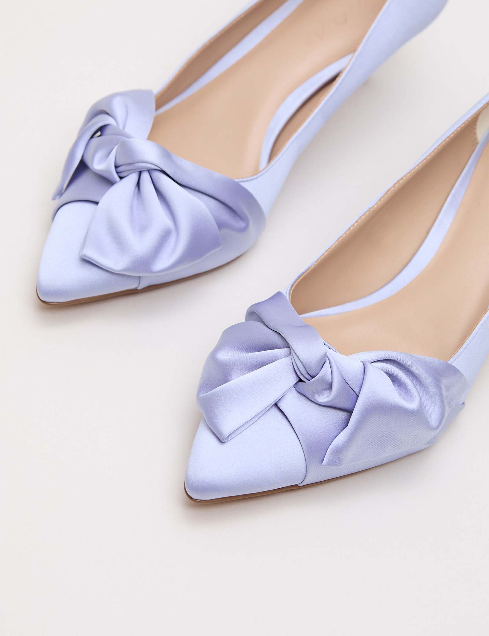 Satin Knot Front Kitten Heel Shoes - image 5