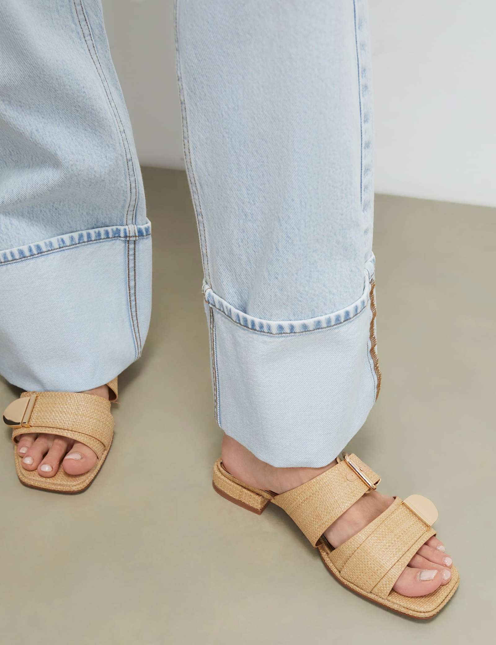 Ring Buckle Slingback Flatform Sandals - image 1
