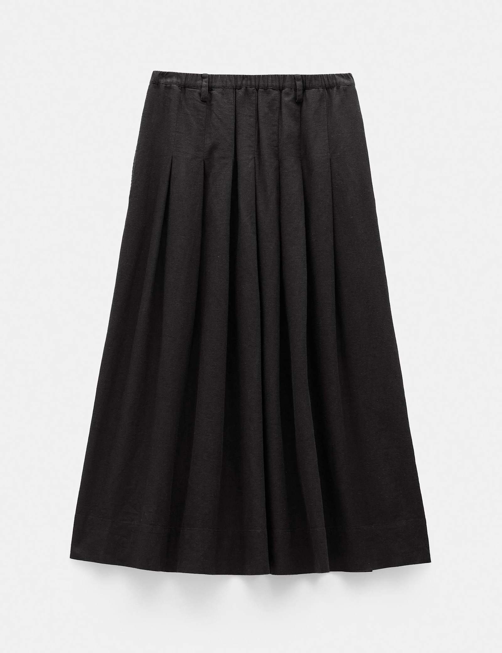 Linen Blend Pleated Midi A-Line Skirt - image 2