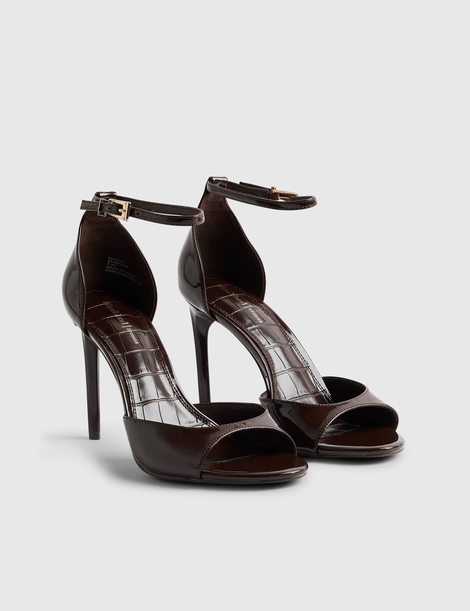 Patent Closed Back Open Toe Stiletto Heels - image 4