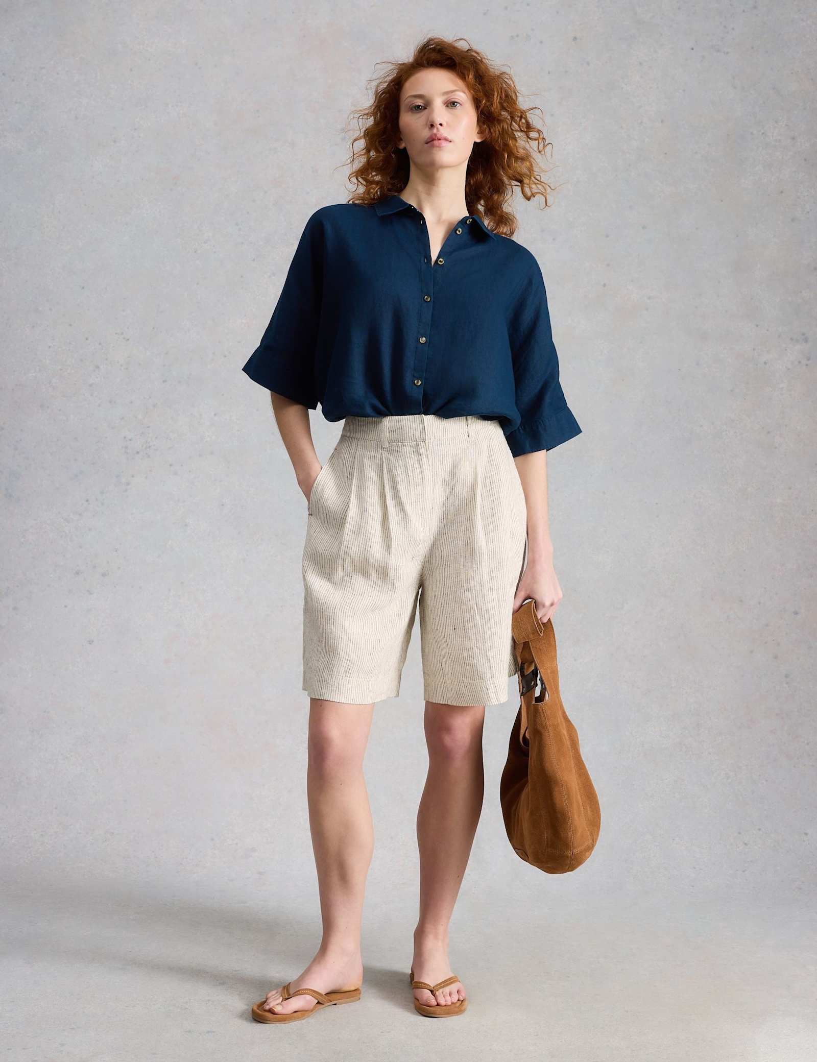 Pure Linen Striped Shorts - image 5