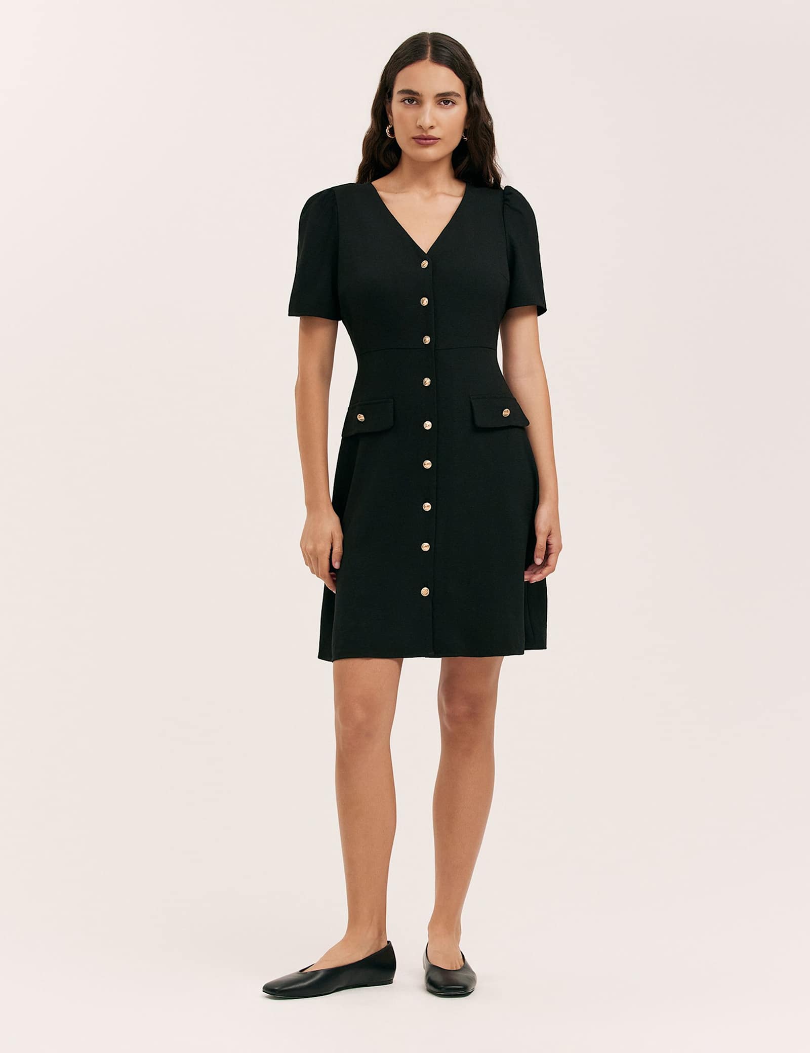 V-Neck Button Through Tailored Dress - image 1