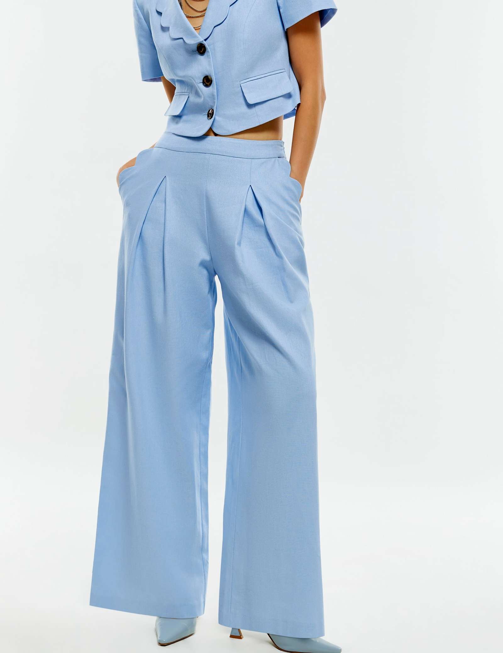 Linen Rich Scallop Wide Leg Trousers - image 3