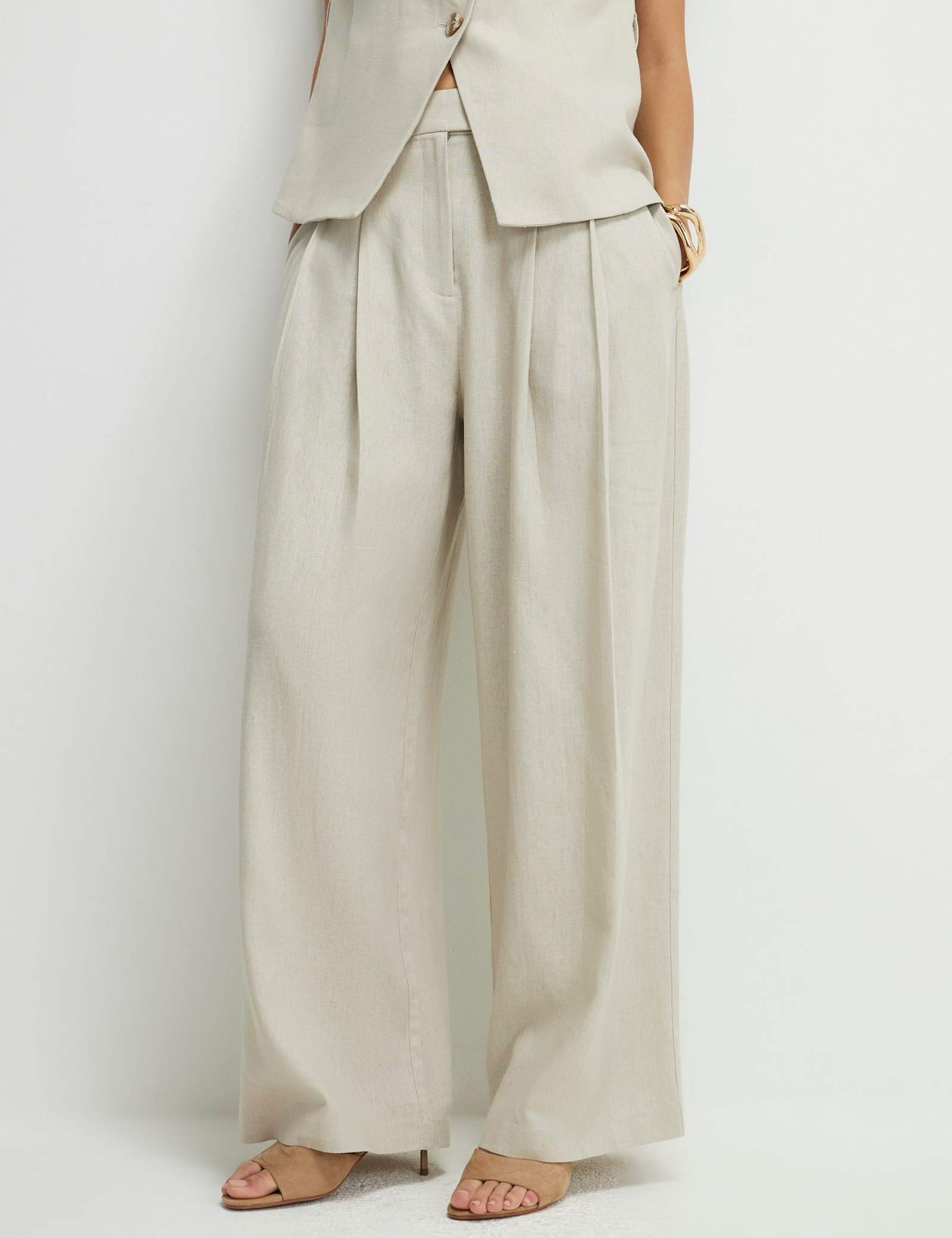 Wide Leg Trousers with Cotton - image 3