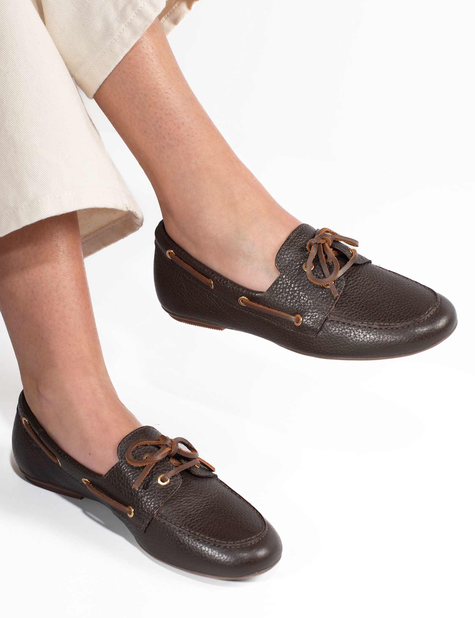 Suede Lace Up Eyelet Detail Loafers - image 2