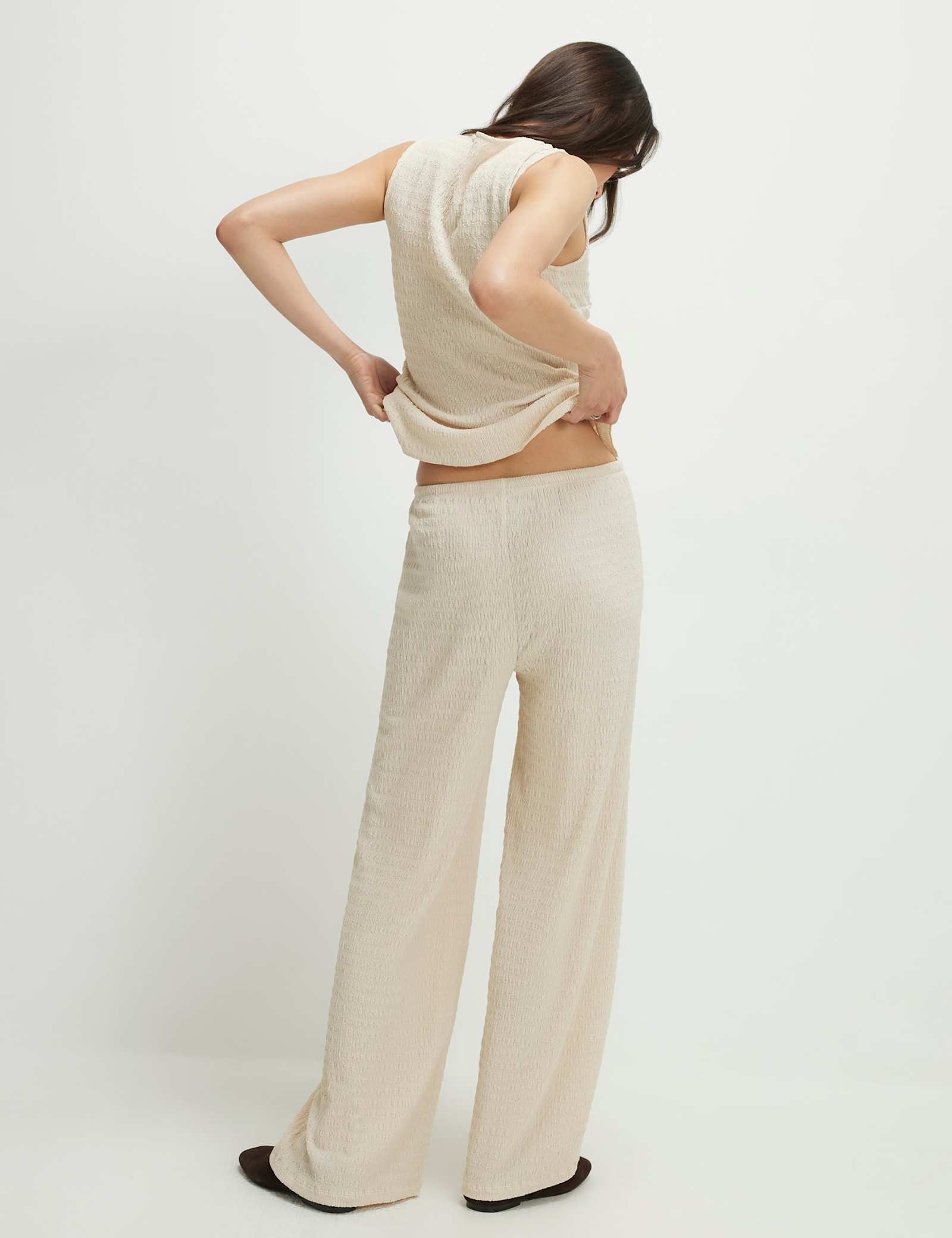 Textured Elasticated Waist Wide Leg Trousers - image 2