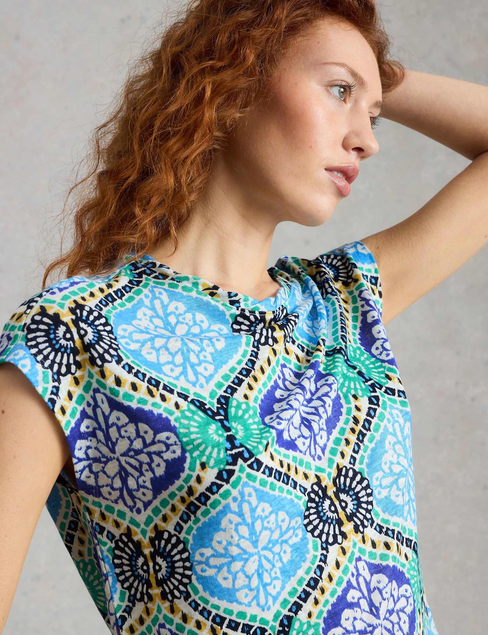 Pure Linen Geometric T-Shirt - image 3