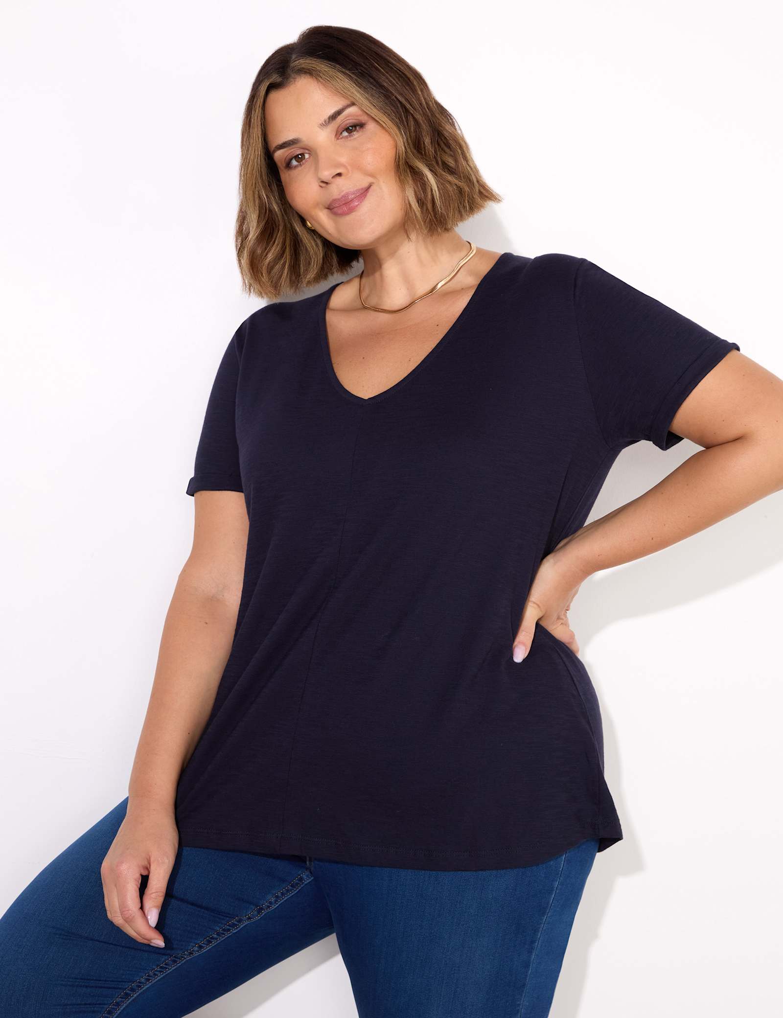 Pure Cotton V-Neck T-Shirt - image 1
