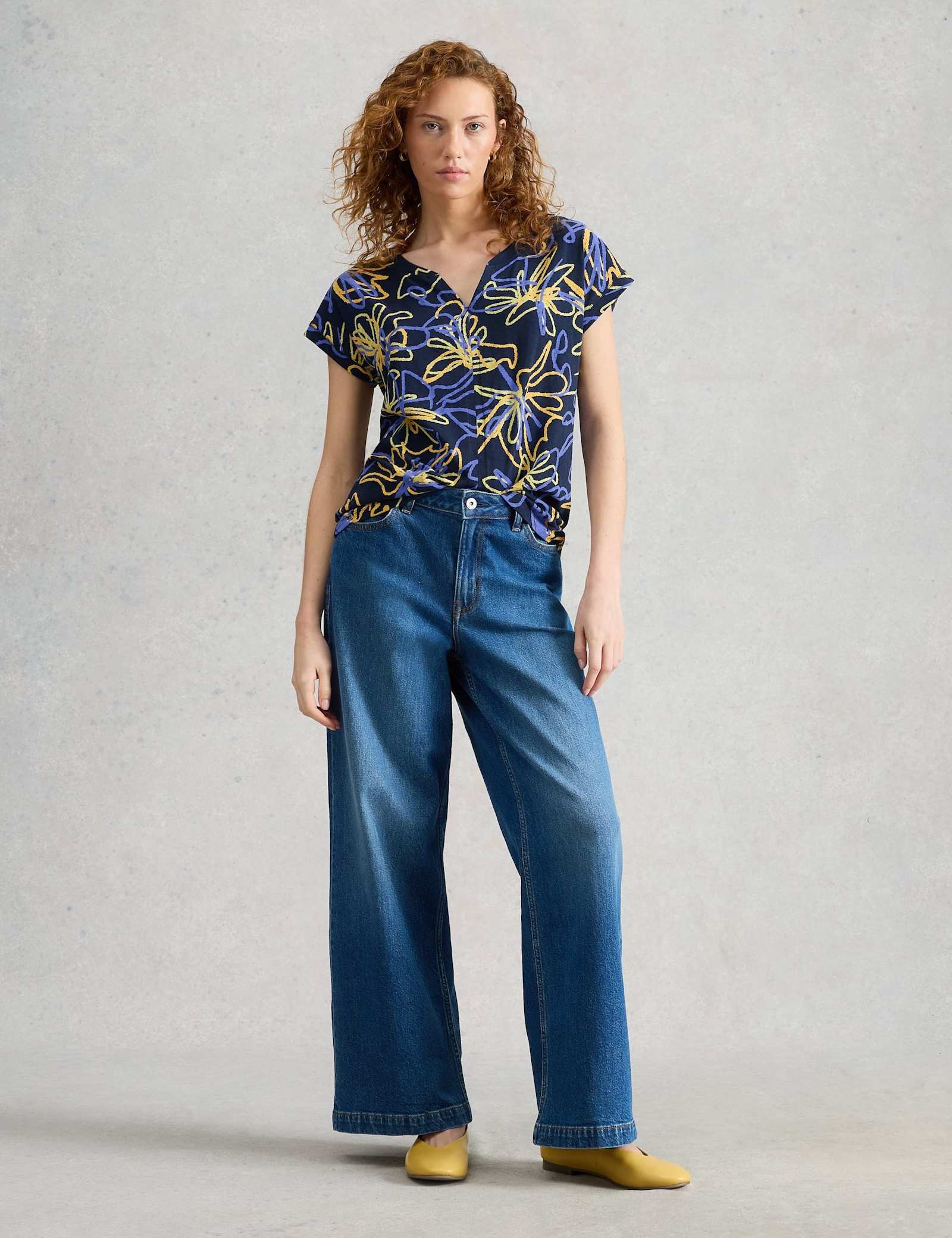 Pure Cotton Print Notch Neck T-Shirt - image 2