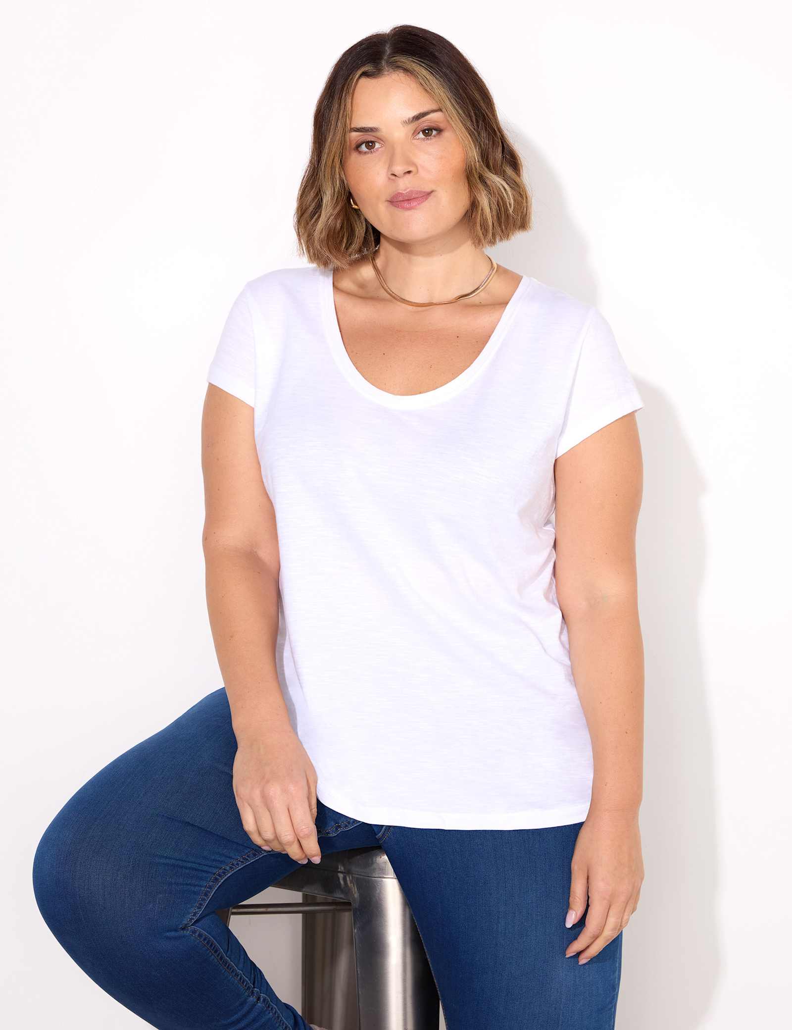 Pure Cotton Scoop Neck T-Shirt - image 1