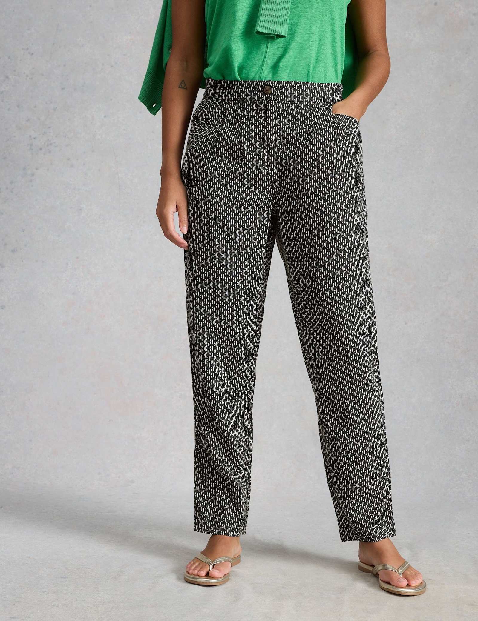 Pure Linen Printed Tapered Trousers - image 3