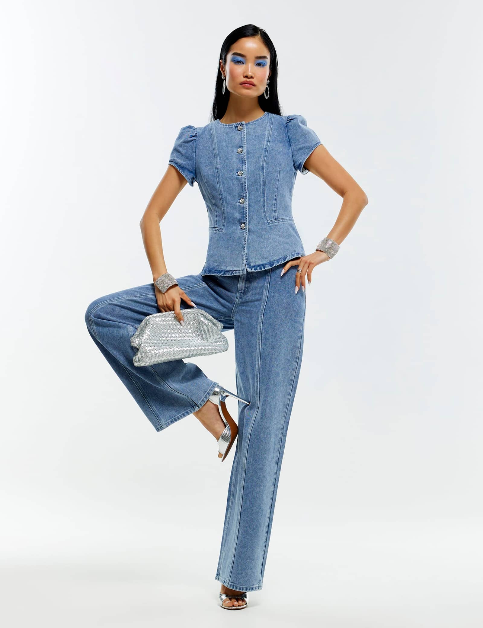 Cotton Rich Denim Button Through Top - image 4