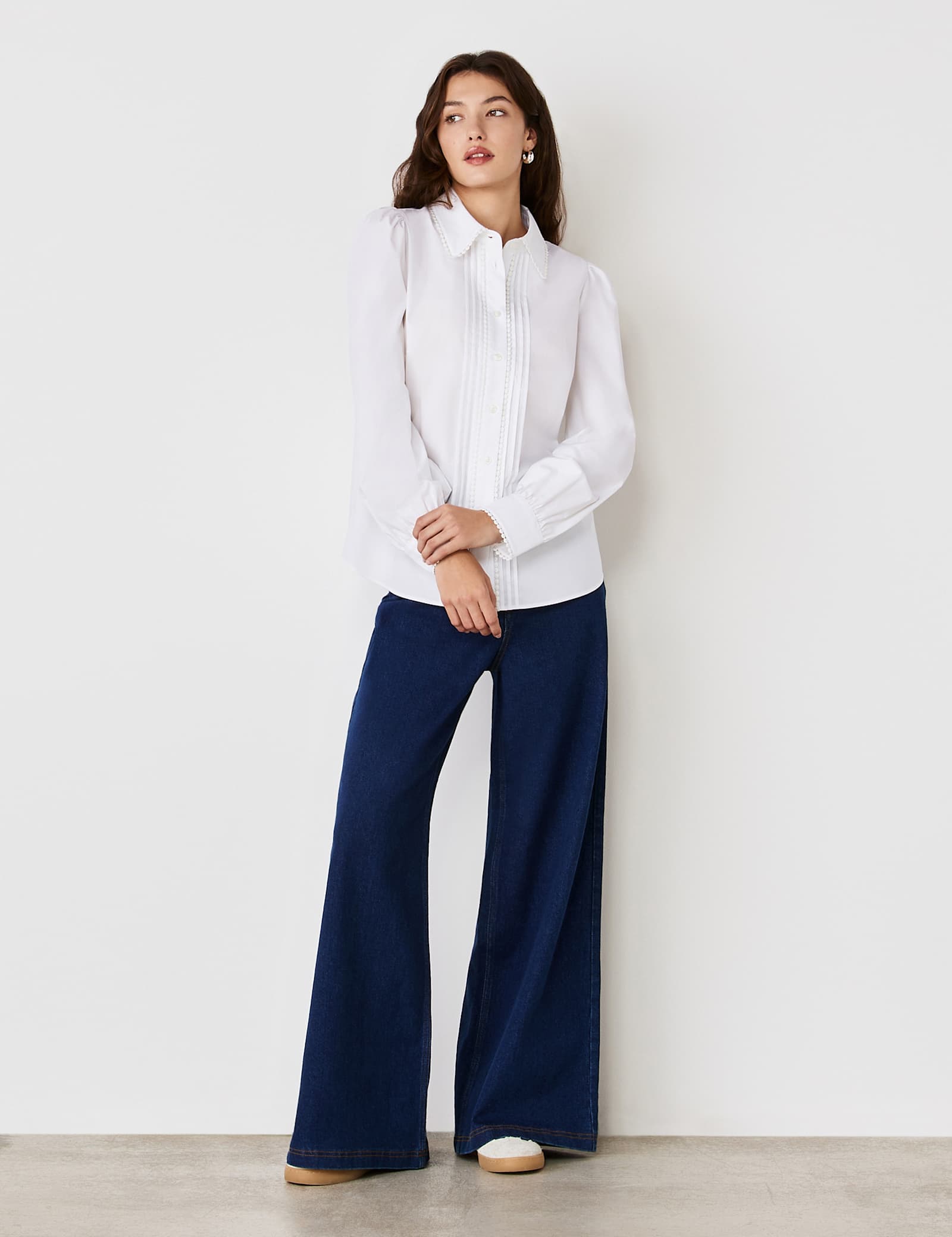 Cotton Rich Pintuck Blouson Sleeve Shirt - image 3