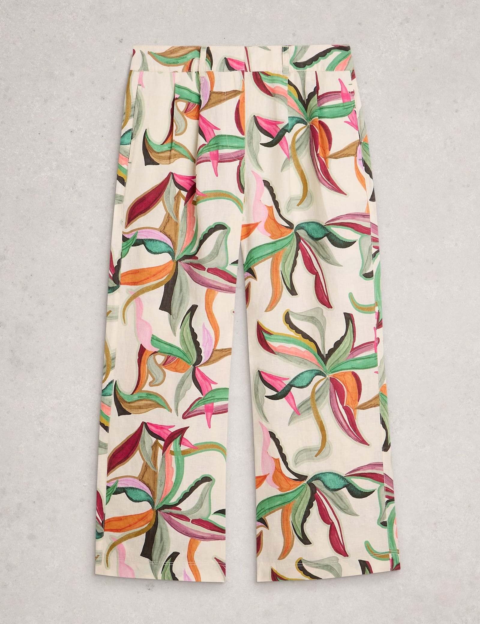Pure Linen Printed Wide Leg Trousers - image 1