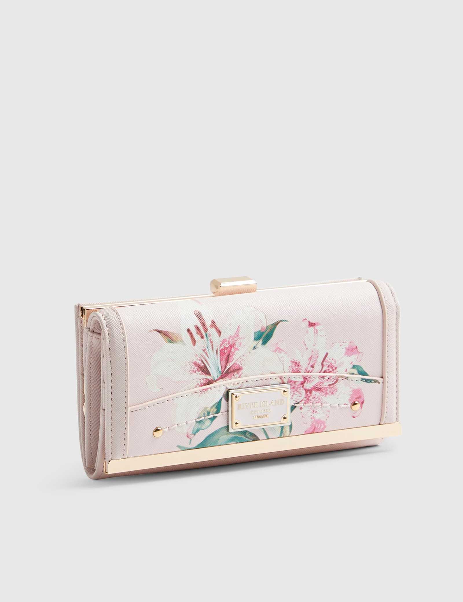 Faux Leather Floral Print Clip Top Purse - image 2