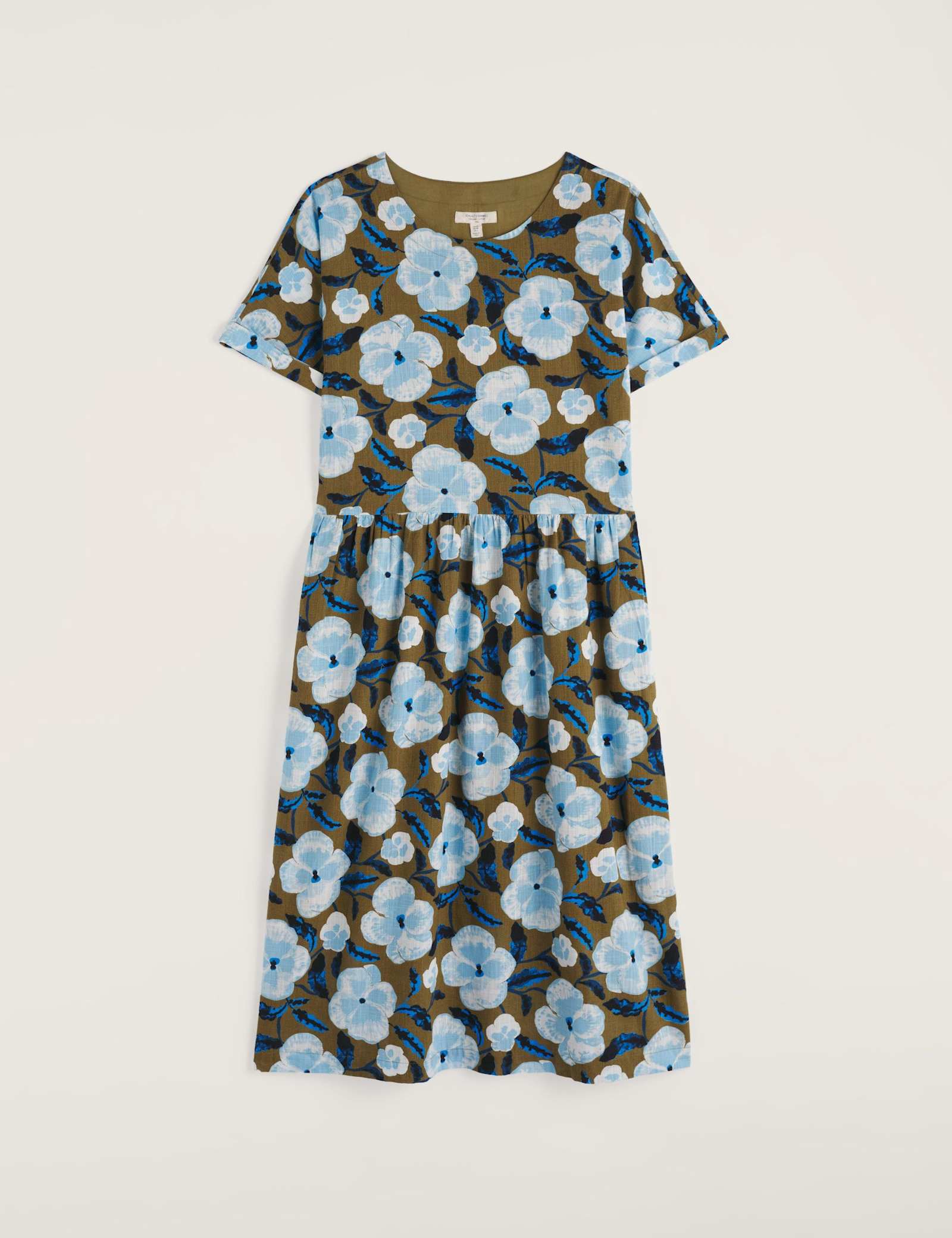 Pure Cotton Floral Midi Waisted Dress - image 1