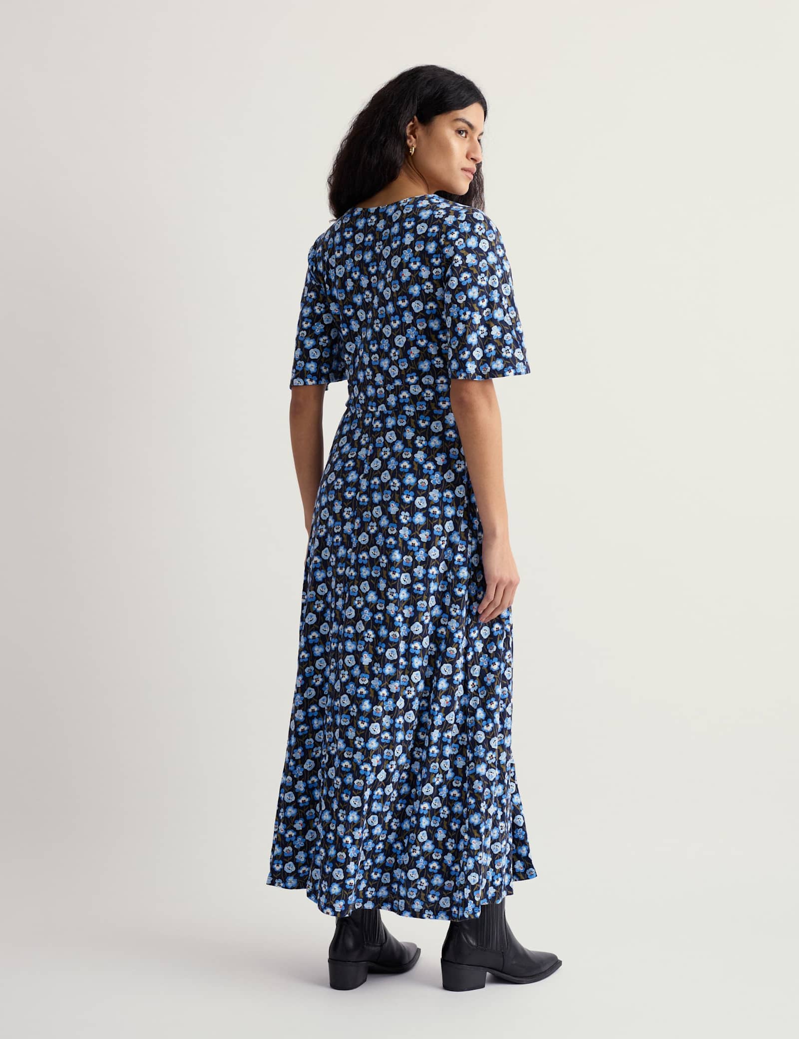Pure Cotton Floral Midi Skater Dress - image 4