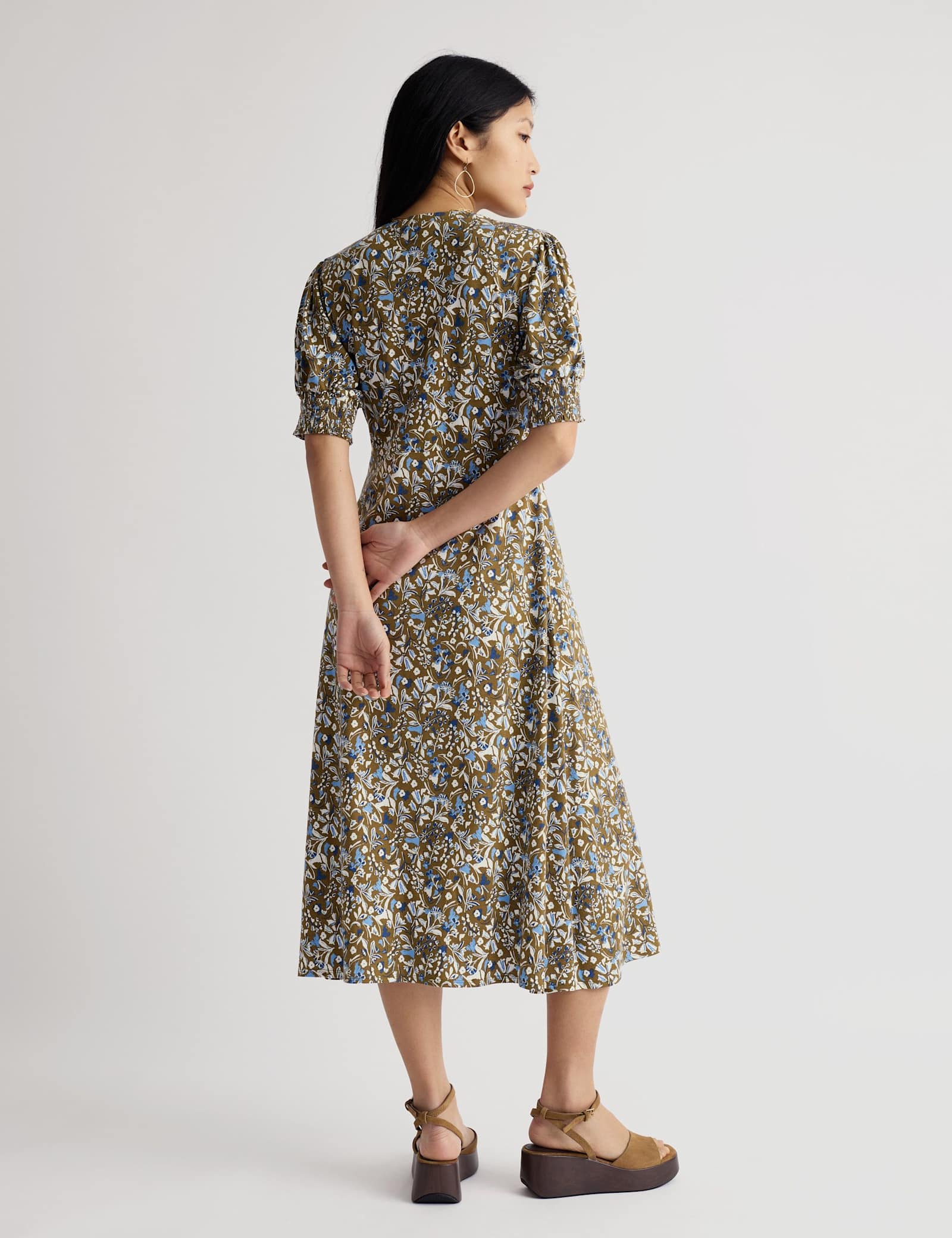Cotton Rich Floral Midi Skater Dress - image 4